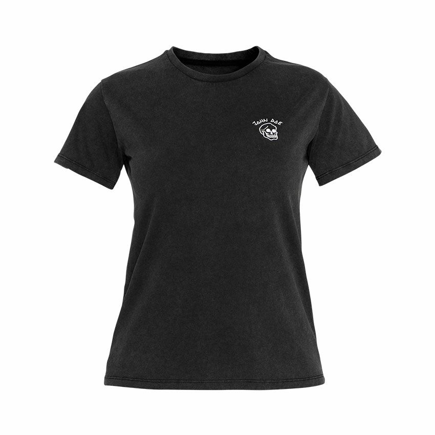 John Doe｜”ライブ ファスト スカル” Tシャツ ウーマン｜ブラック