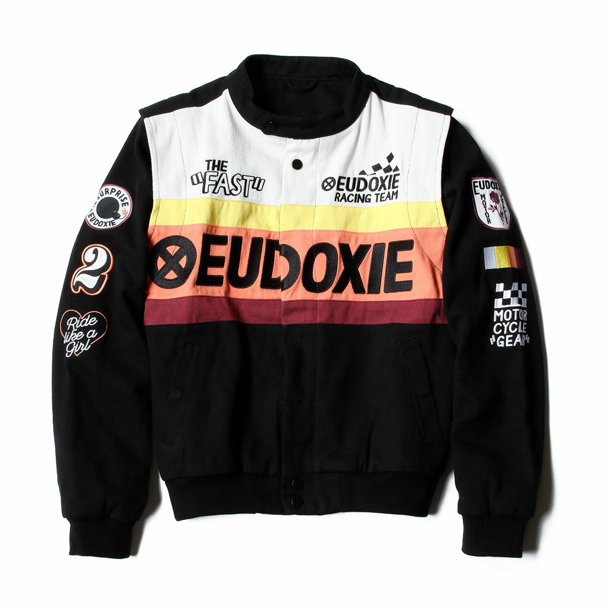 EUDOXIE｜テクニカル レーシング ジャケット｜ファブリック｜ブラック×オレンジ