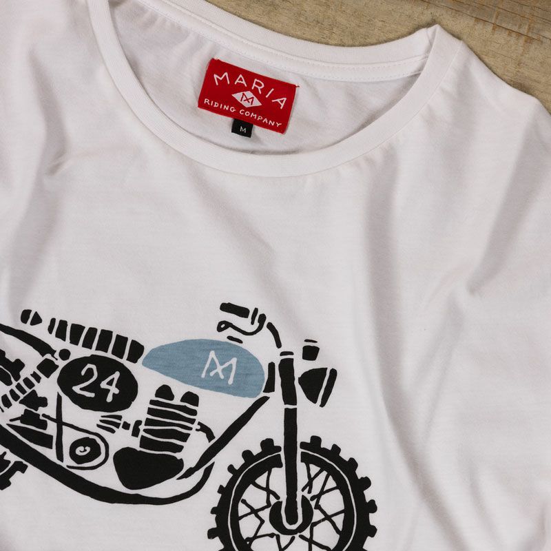 Maria Riding Company｜オールド スクランブラー Tシャツ｜ホワイト