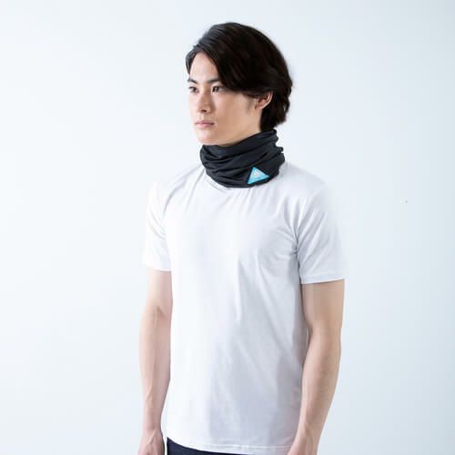 FREEZE TECH｜氷撃 冷感 ロングネックゲーター｜ネックカバー｜ブラック｜モデル着用