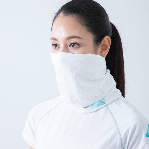 FREEZE TECH｜氷撃 冷感 ロングネックゲーター｜ネックカバー｜ホワイト｜着用