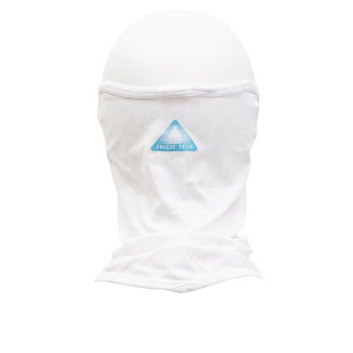 FREEZE TECH｜氷撃 冷感 フェイスカバー イヤーループ付き｜ネックカバー｜ホワイト｜着用