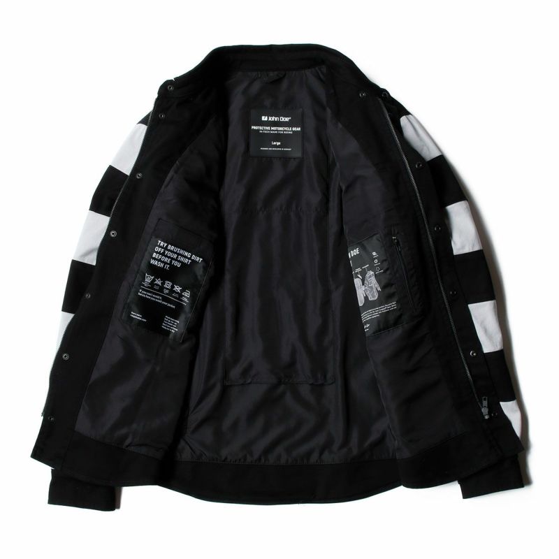 John Doe｜XTM モトシャツ プリズン｜ファブリック｜ブラック×ホワイト