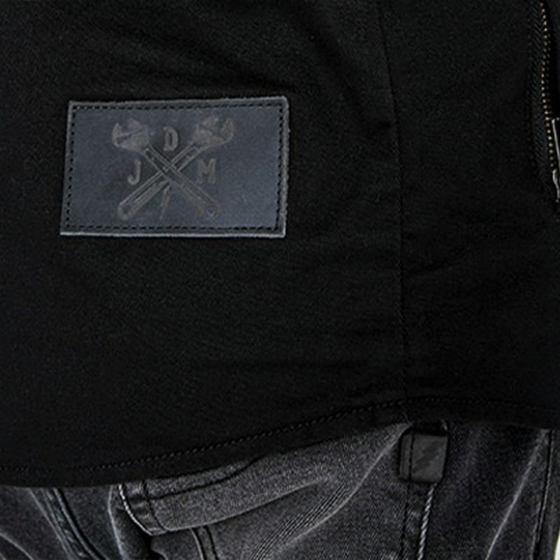 John Doe｜XTM モトシャツ プリズン｜ファブリック｜ブラック×ホワイト｜モデル着用