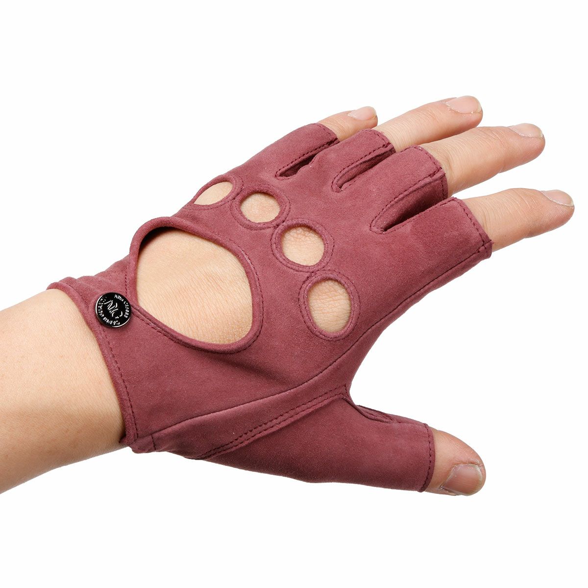 Alta Classe｜シープスエード ドライビンググローブ｜ハーフ｜ワイン｜モデル着用