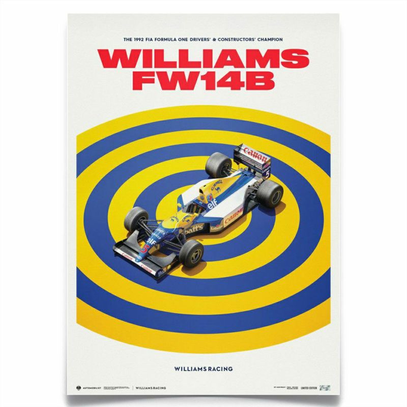 ウィリアムズ FW14B 1992 リミテッドエディション ポスター 