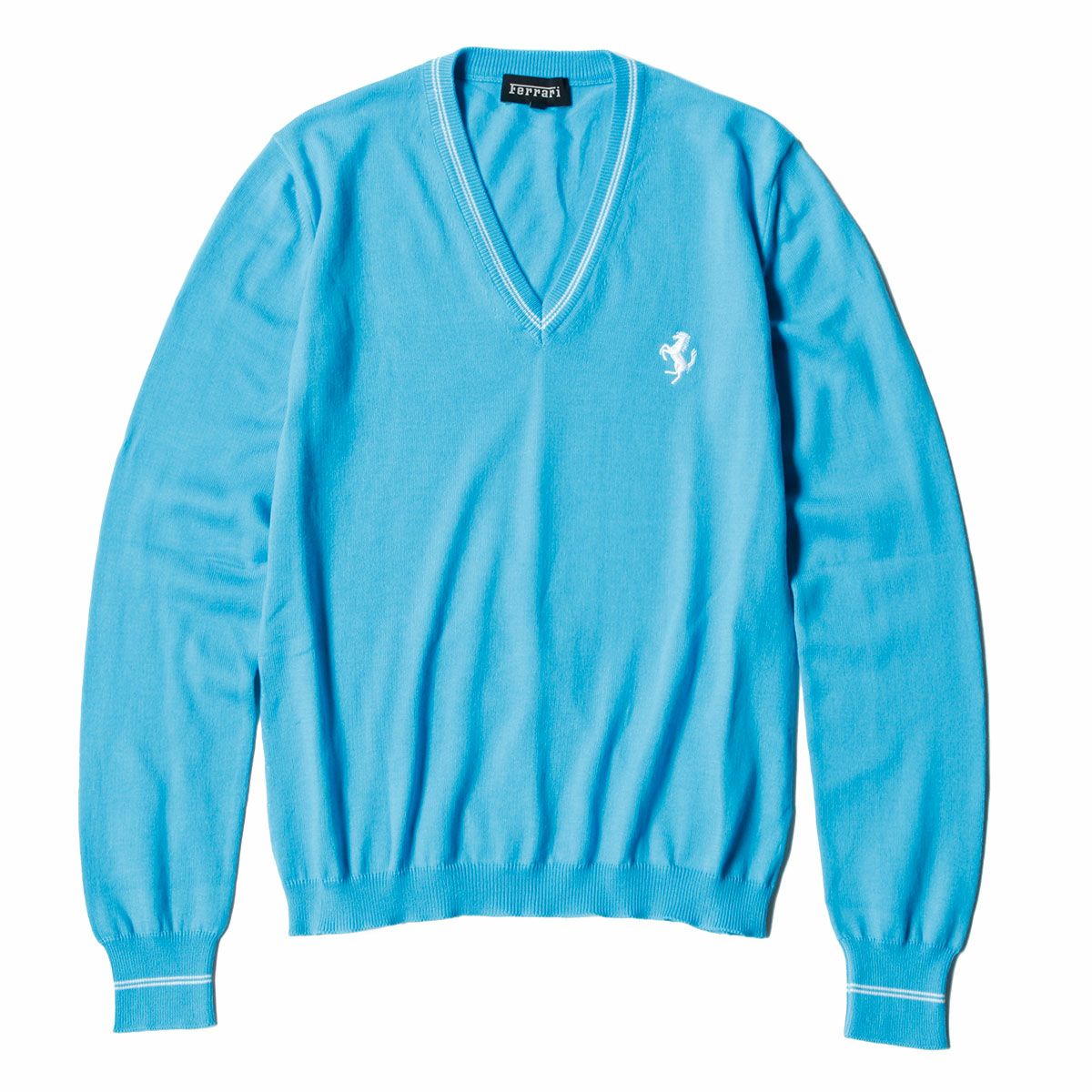 Ferrari｜フェラーリ ウィメンズ トリコット Vネック プリント ホース カーディガン｜ニット｜スカイ