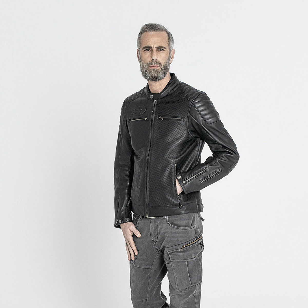 John Doe｜ストーム レザージャケット｜ブラック｜モデル着用