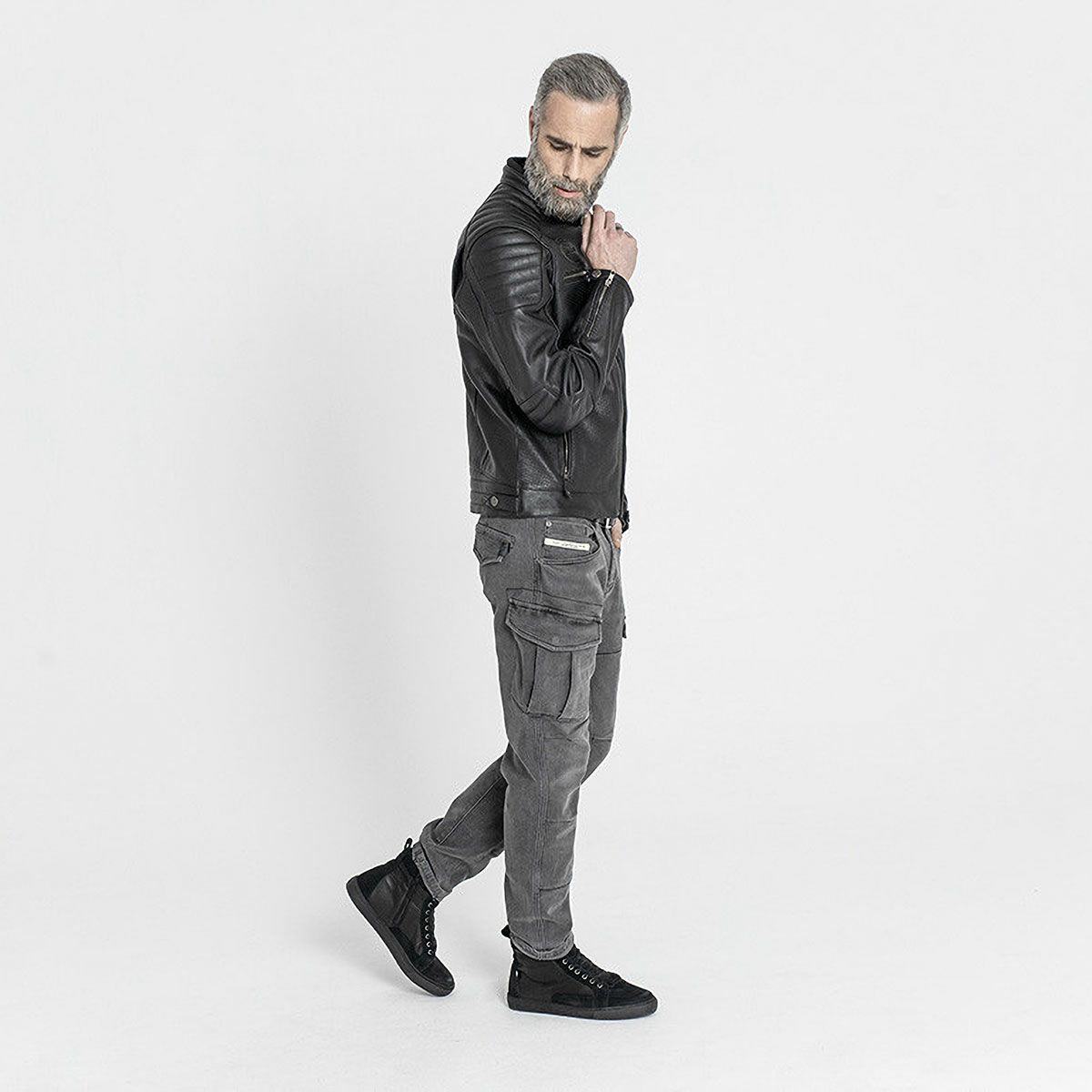John Doe｜ストーム レザージャケット｜ブラック｜モデル着用