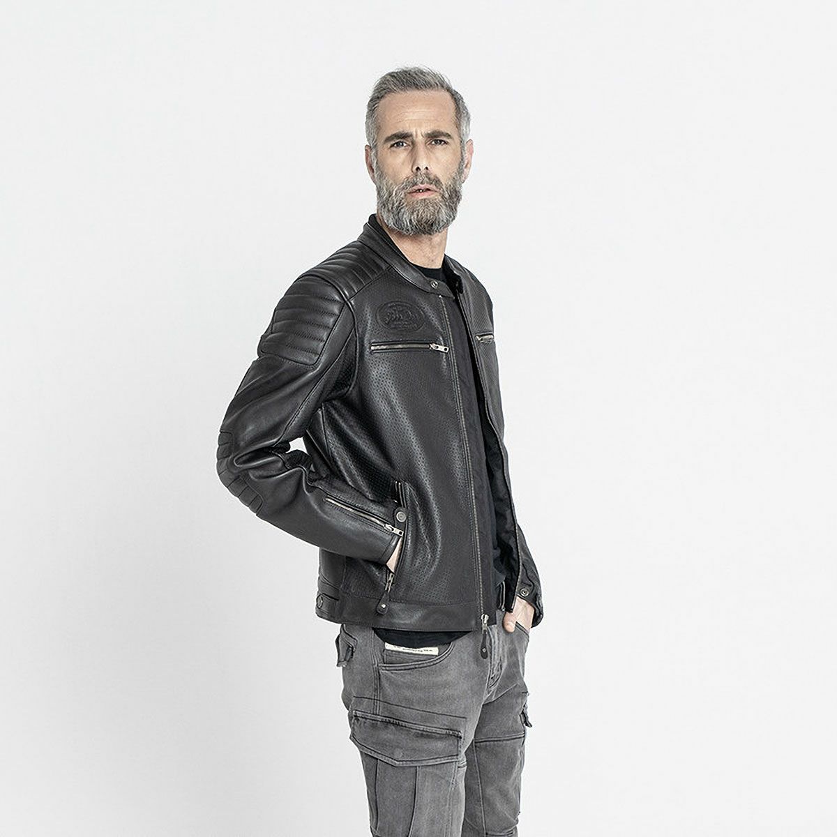 John Doe｜ストーム レザージャケット｜ブラック｜モデル着用