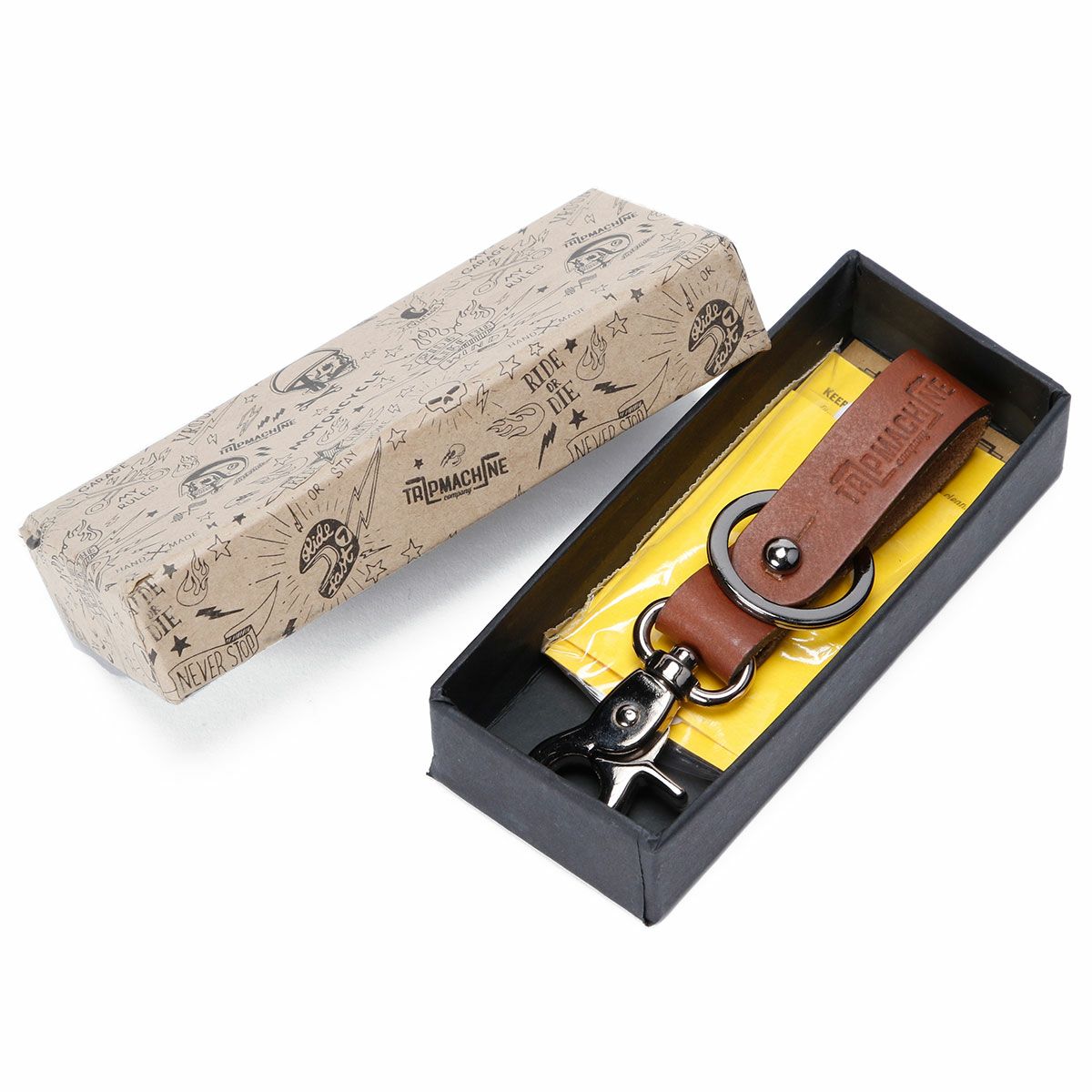 Trip Machine｜キー フォブ｜キーホルダー｜ヴィンテージタン×メタリックブラック