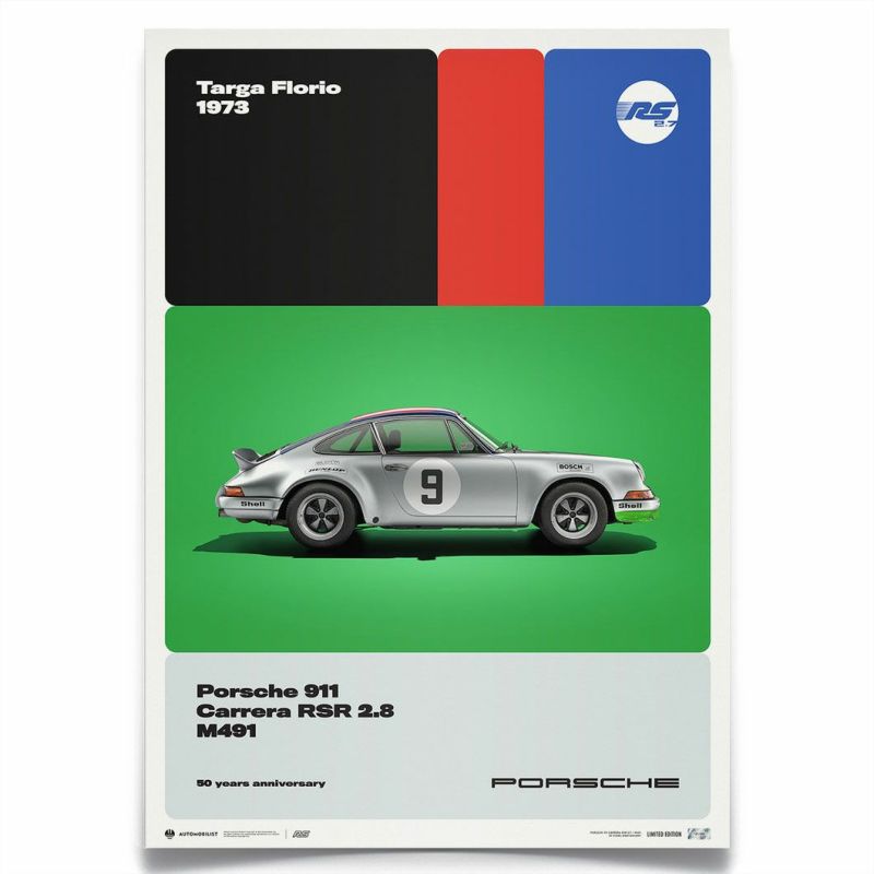 PORSCHE 911 CARRERA RSR 2.8 TARGA FLORIO 50TH リミテッド エディション ポスター |  モトーリモーダ公式オンラインショップ