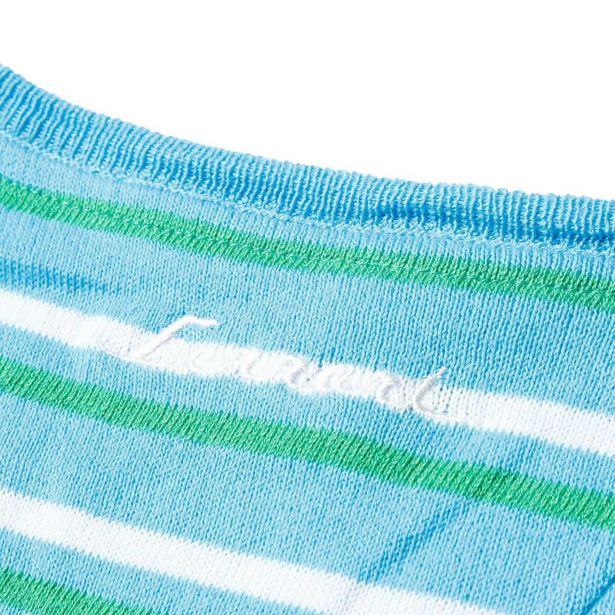 Ferrari｜フェラーリ ウィメンズ コットン Vネック ストライプド セーター｜ニット｜ターコイズ