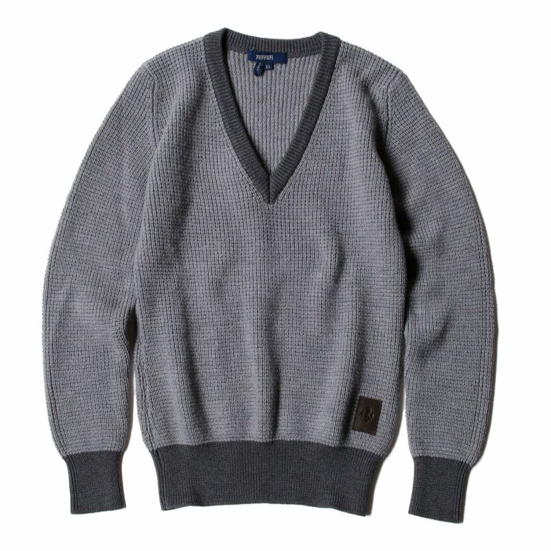 Ferrari｜フェラーリ ウィメンズ ウール PHC Vネック セーター｜ニット｜グレー