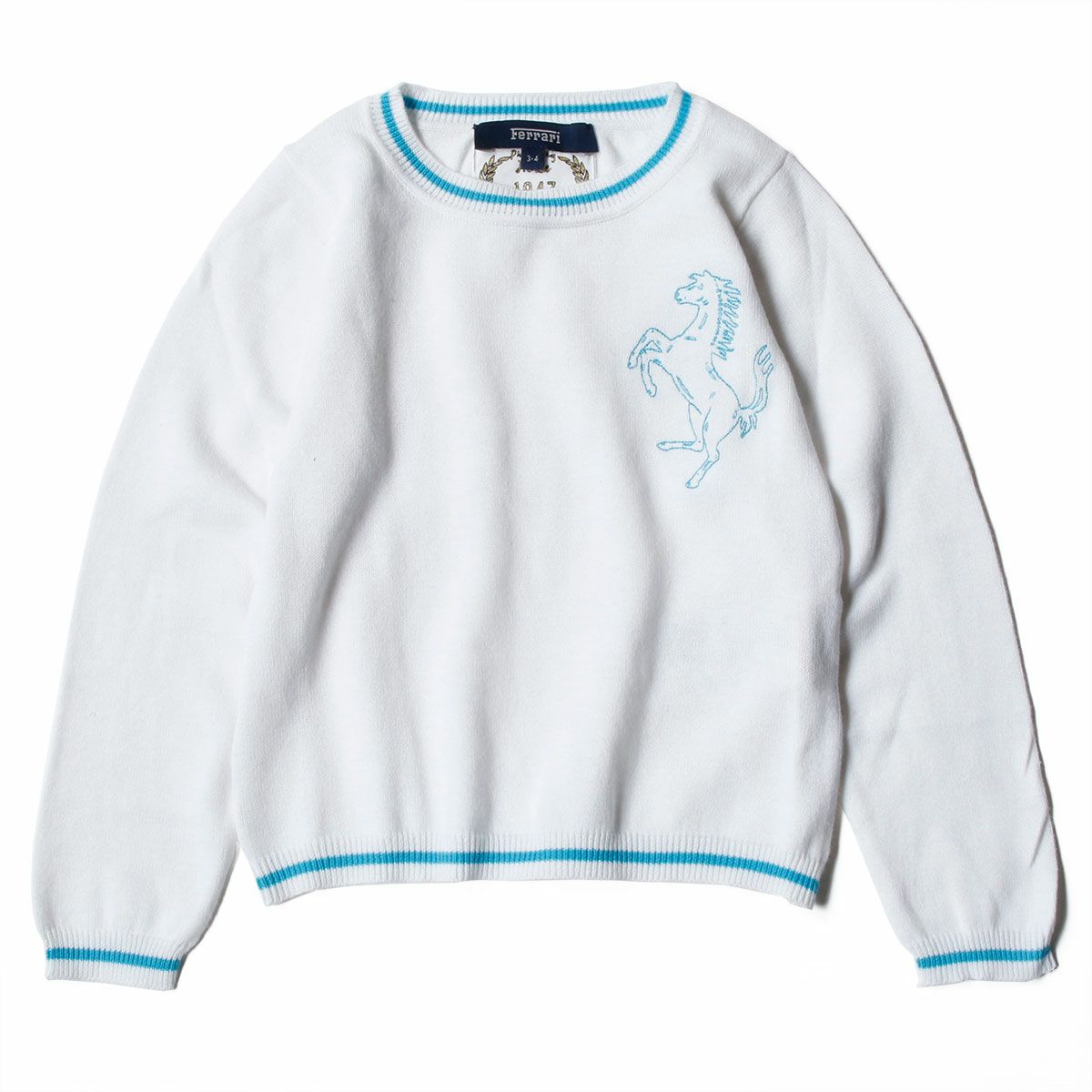 Ferrari｜フェラーリ キッズ コットン ラウンドネック セーター｜ニット｜ホワイト