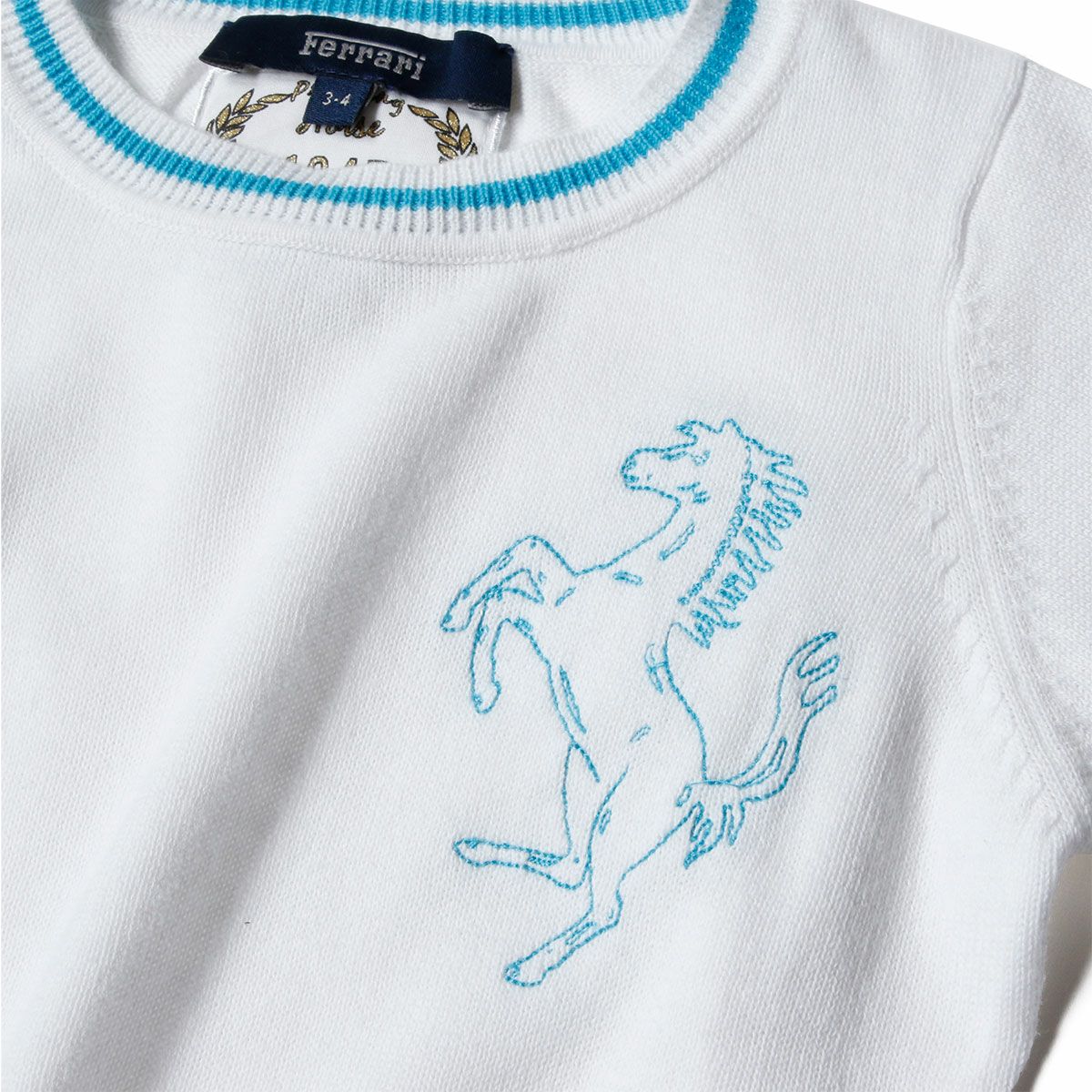 Ferrari｜フェラーリ キッズ コットン ラウンドネック セーター｜ニット｜ホワイト