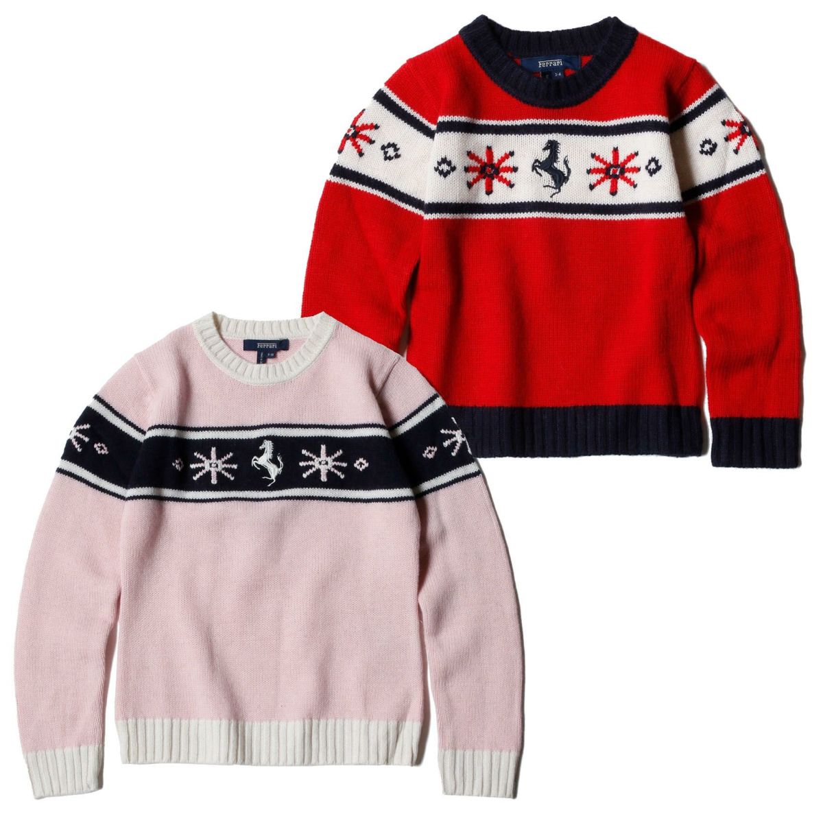 Ferrari｜フェラーリ キッズ ウール ジャガード ラウンドネック セーター｜ニット