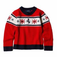 Ferrari｜フェラーリ キッズ ウール ジャガード ラウンドネック セーター｜ニット｜レッド