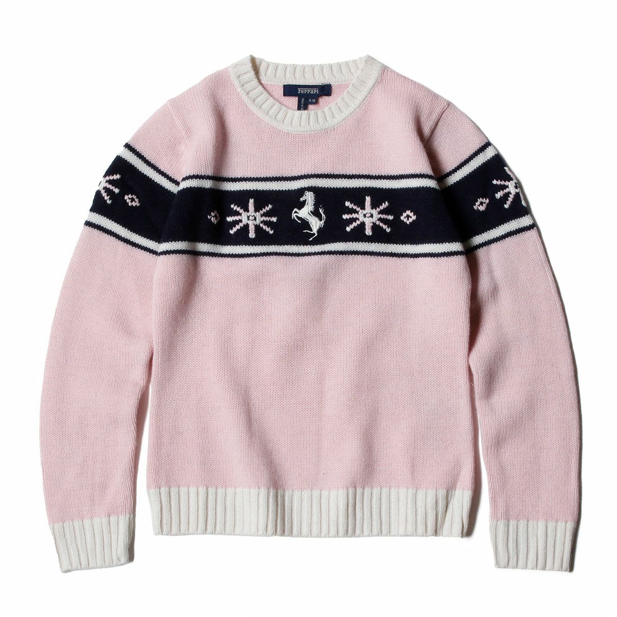 Ferrari｜フェラーリ キッズ ウール ジャガード ラウンドネック セーター｜ニット｜ピンク