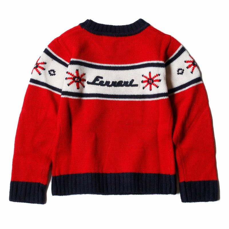 Ferrari｜フェラーリ キッズ ウール ジャガード ラウンドネック セーター｜ニット｜レッド