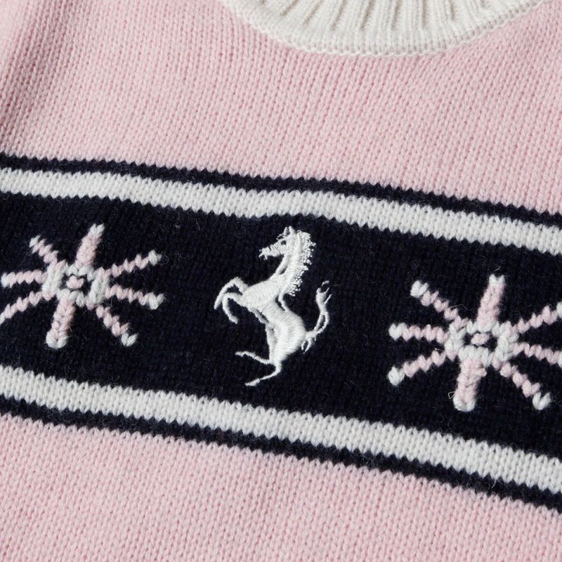 Ferrari｜フェラーリ キッズ ウール ジャガード ラウンドネック セーター｜ニット｜ピンク