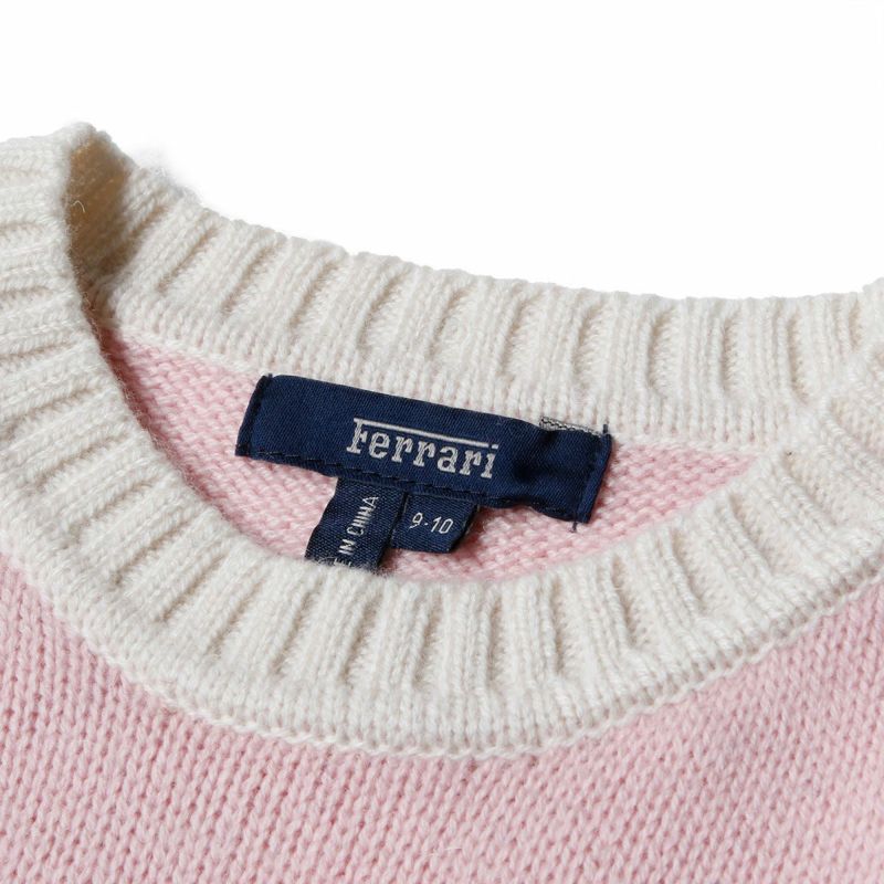 Ferrari｜フェラーリ キッズ ウール ジャガード ラウンドネック セーター｜ニット｜ピンク