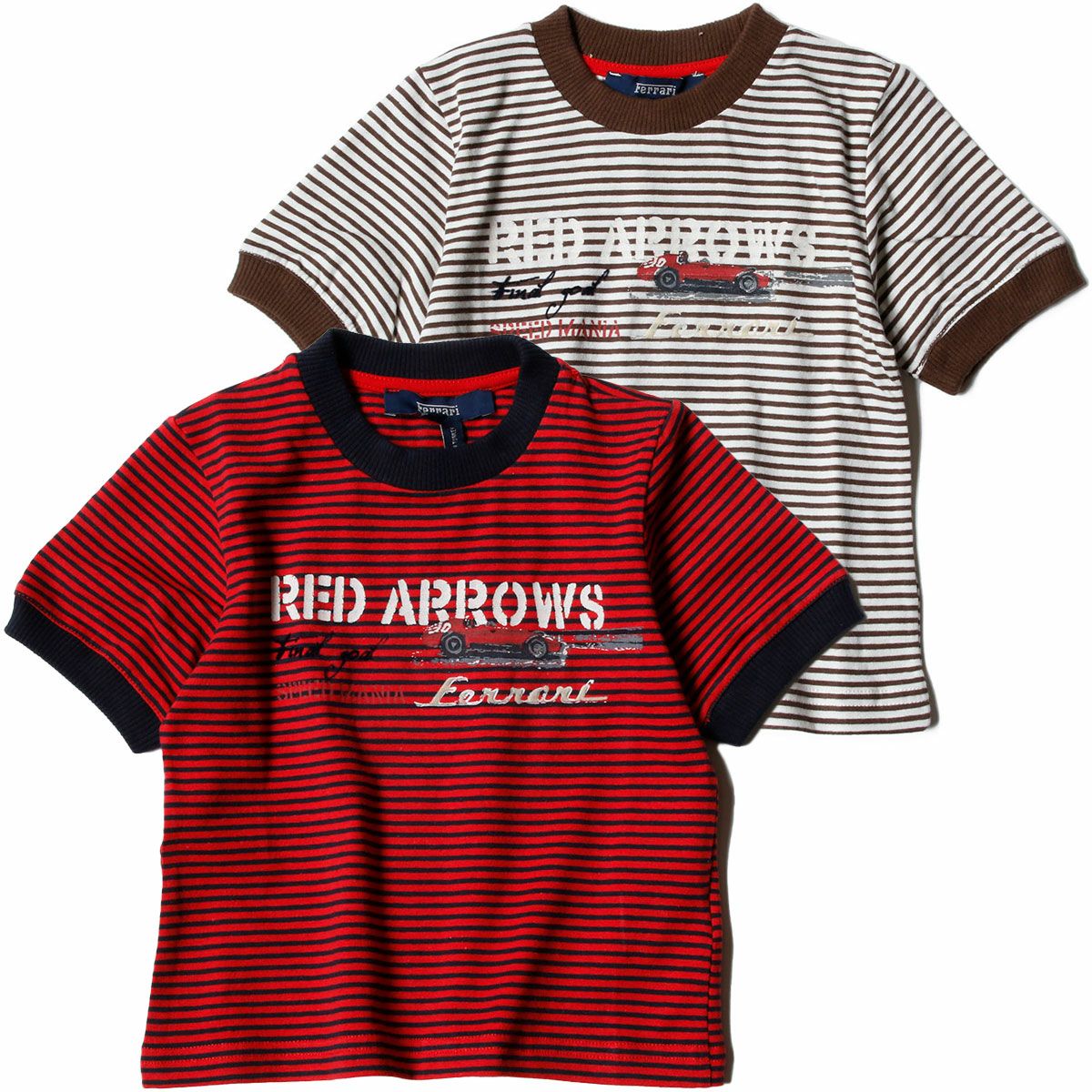 Ferrari｜フェラーリ キッズ ストライプ Tシャツ｜