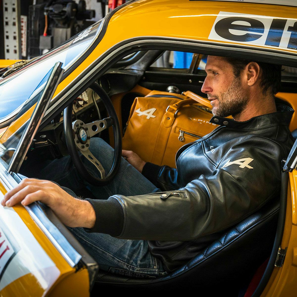 CLASSIC LEGEND MOTORS｜アルピーヌ JEAN レザージャケット｜アウター｜ブラック｜モデル着用