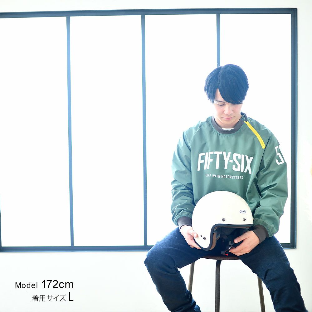 56design｜プルオーバー ジャケット｜ファブリック｜タイム｜モデル着用