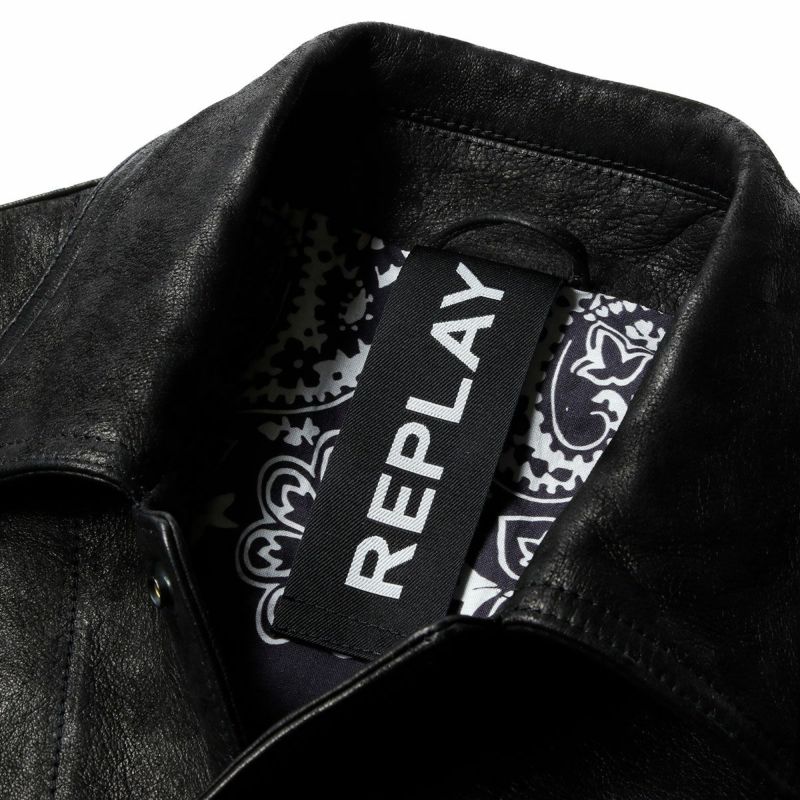 Replay｜レザー ジャケット ウィズ ボタン｜ライトミリタリー