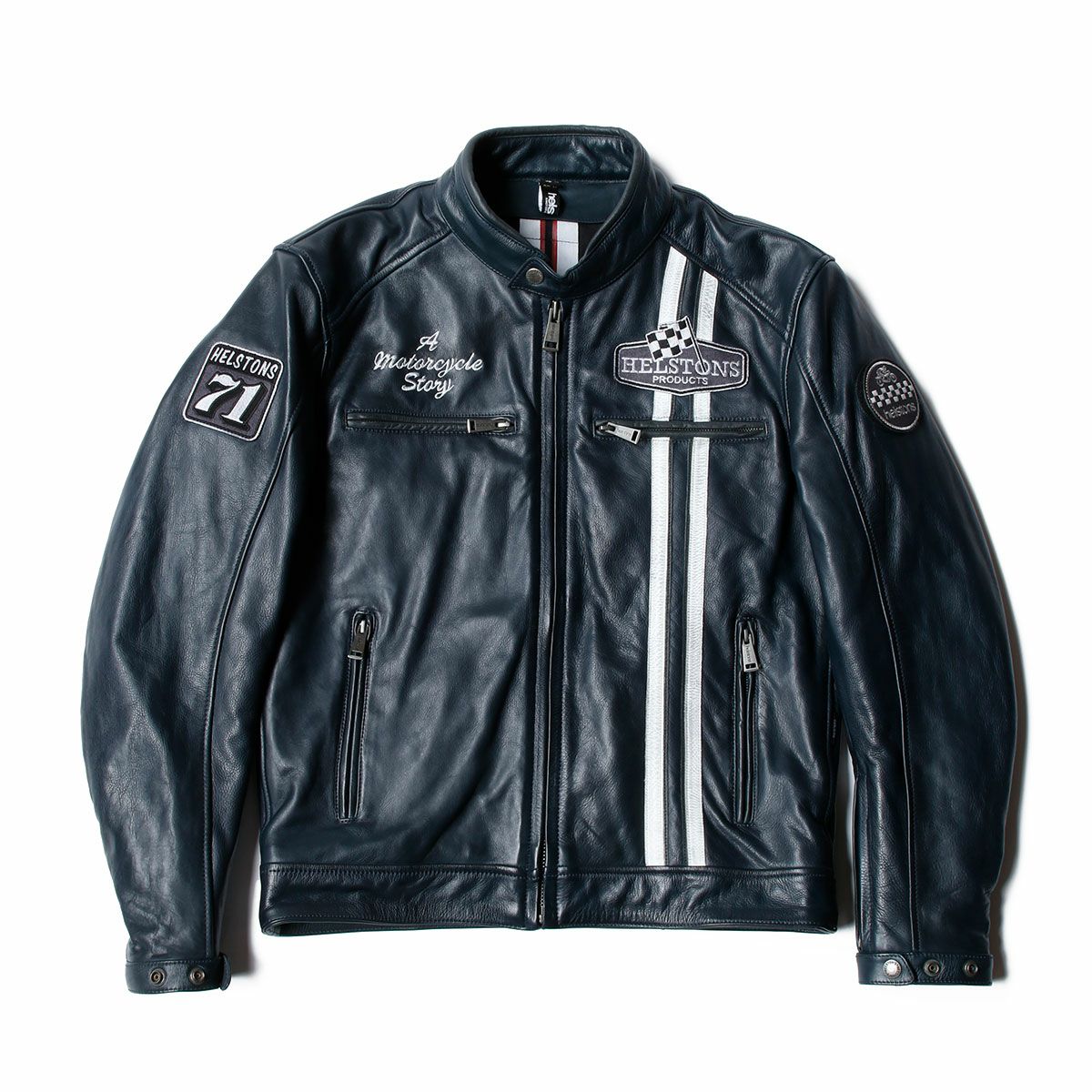 helstons｜インディ レザー ジャケット｜ブルー