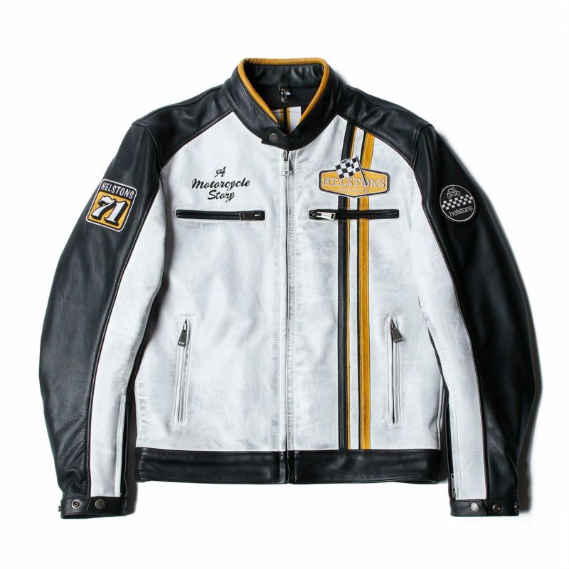 helstons｜インディ レザー ジャケット｜ブラック×ホワイト