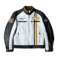 helstons｜インディ レザー ジャケット｜ブラック×ホワイト