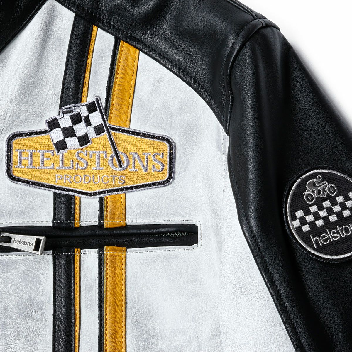 helstons｜インディ レザー ジャケット｜ブラック×ホワイト