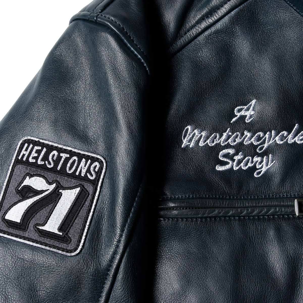 helstons｜インディ レザー ジャケット｜ブルー