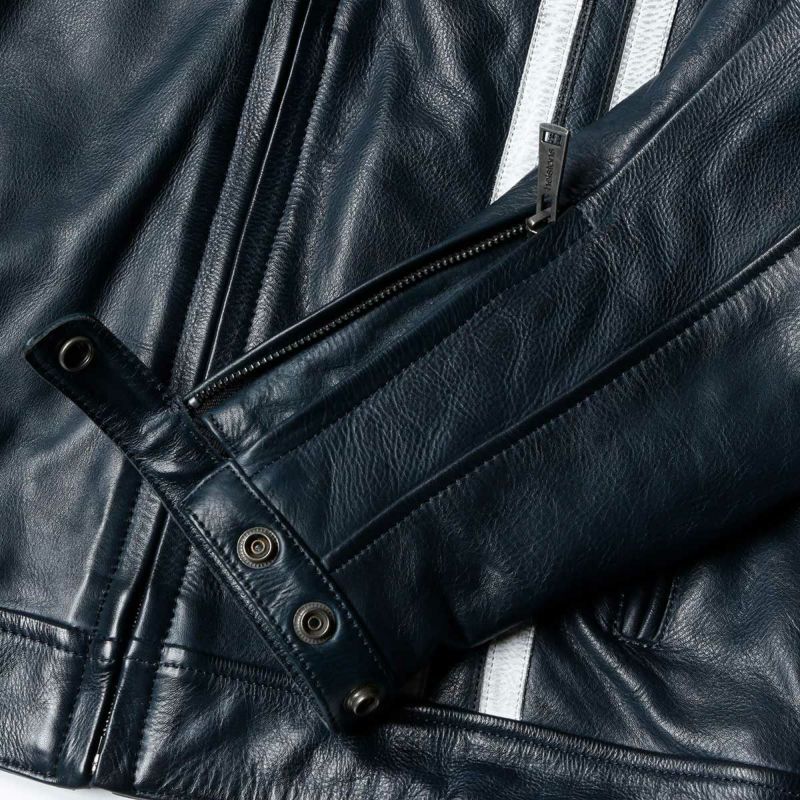 helstons｜インディ レザー ジャケット｜ブルー