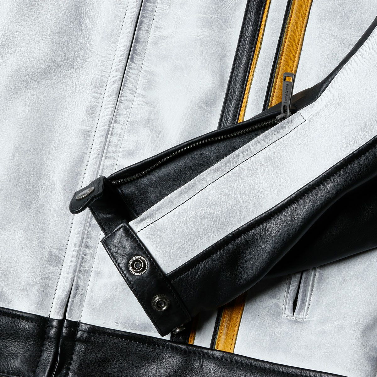 helstons｜インディ レザー ジャケット｜ブラック×ホワイト