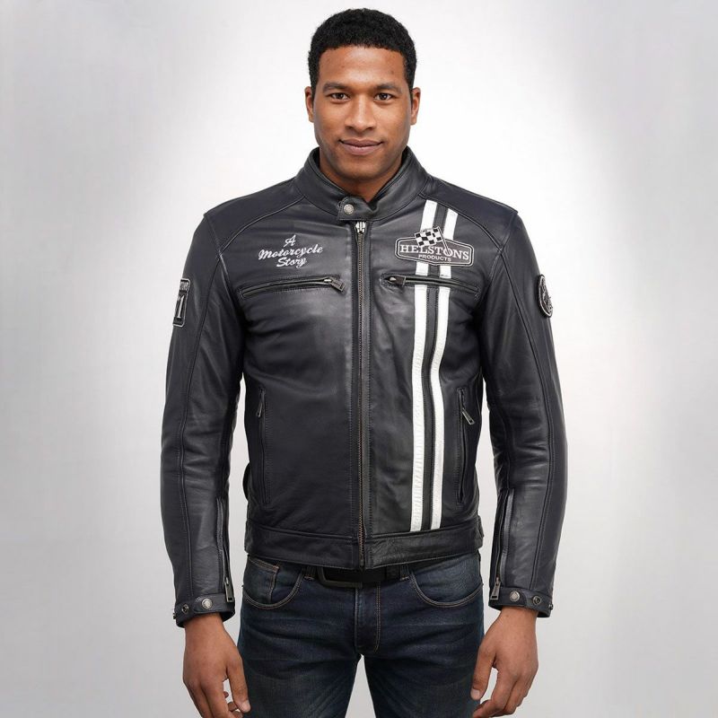 helstons｜インディ レザー ジャケット｜ブルー