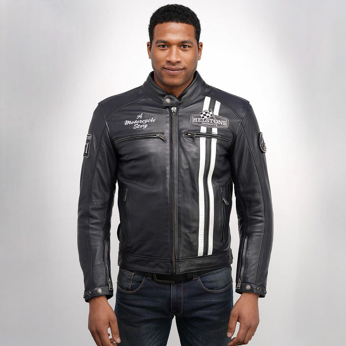 helstons｜インディ レザー ジャケット｜ブルー