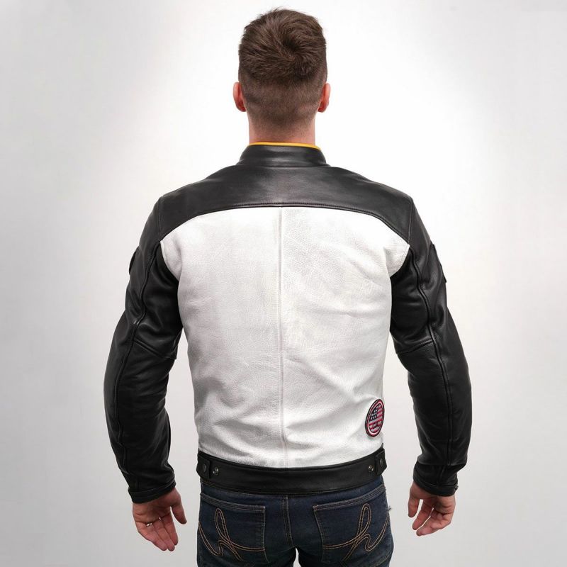 helstons｜インディ レザー ジャケット｜ブラック×ホワイト