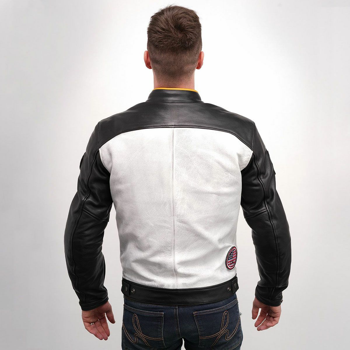 helstons｜インディ レザー ジャケット｜ブラック×ホワイト