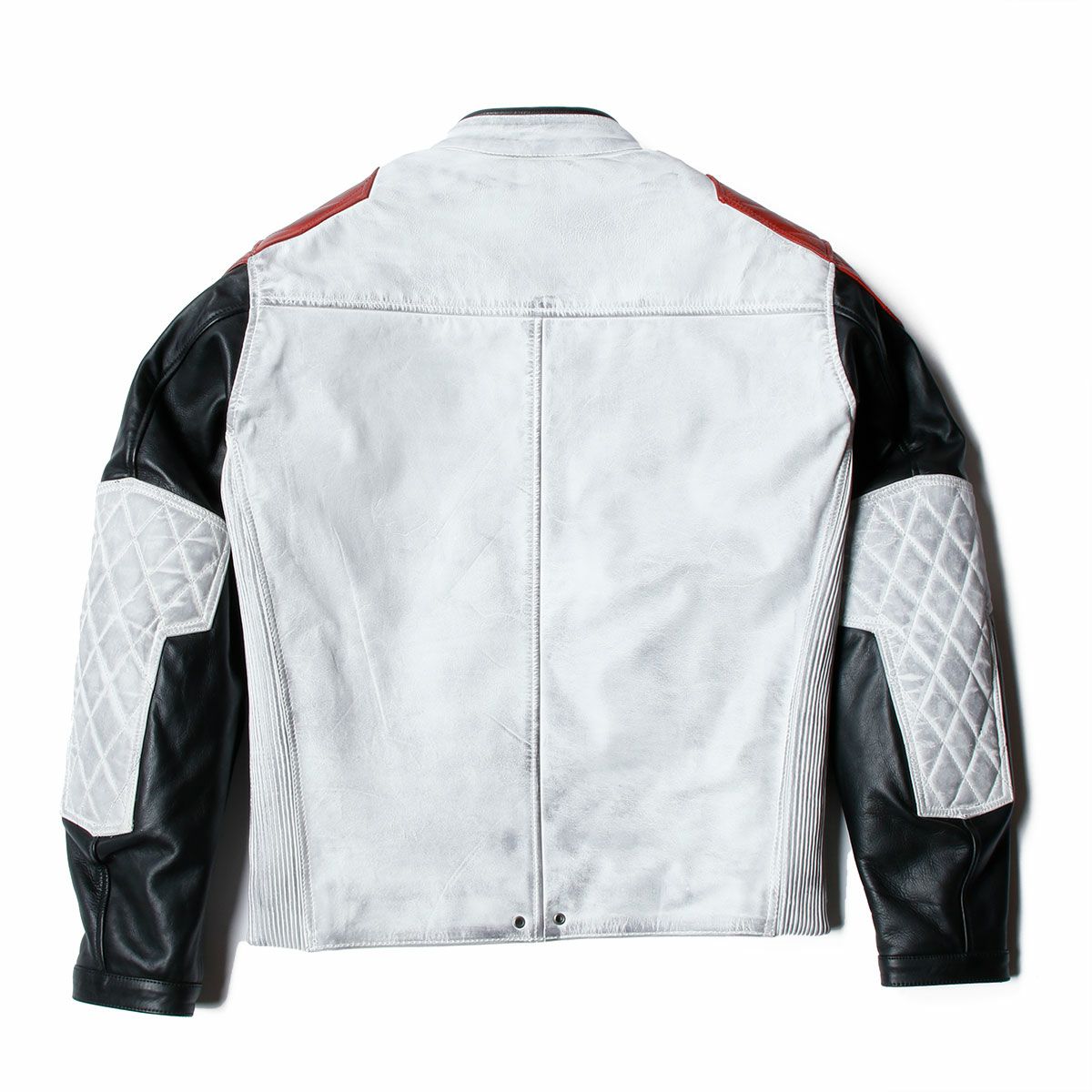 helstons｜トラッカー レザー ジャケット｜ホワイト×ブラック×レッド
