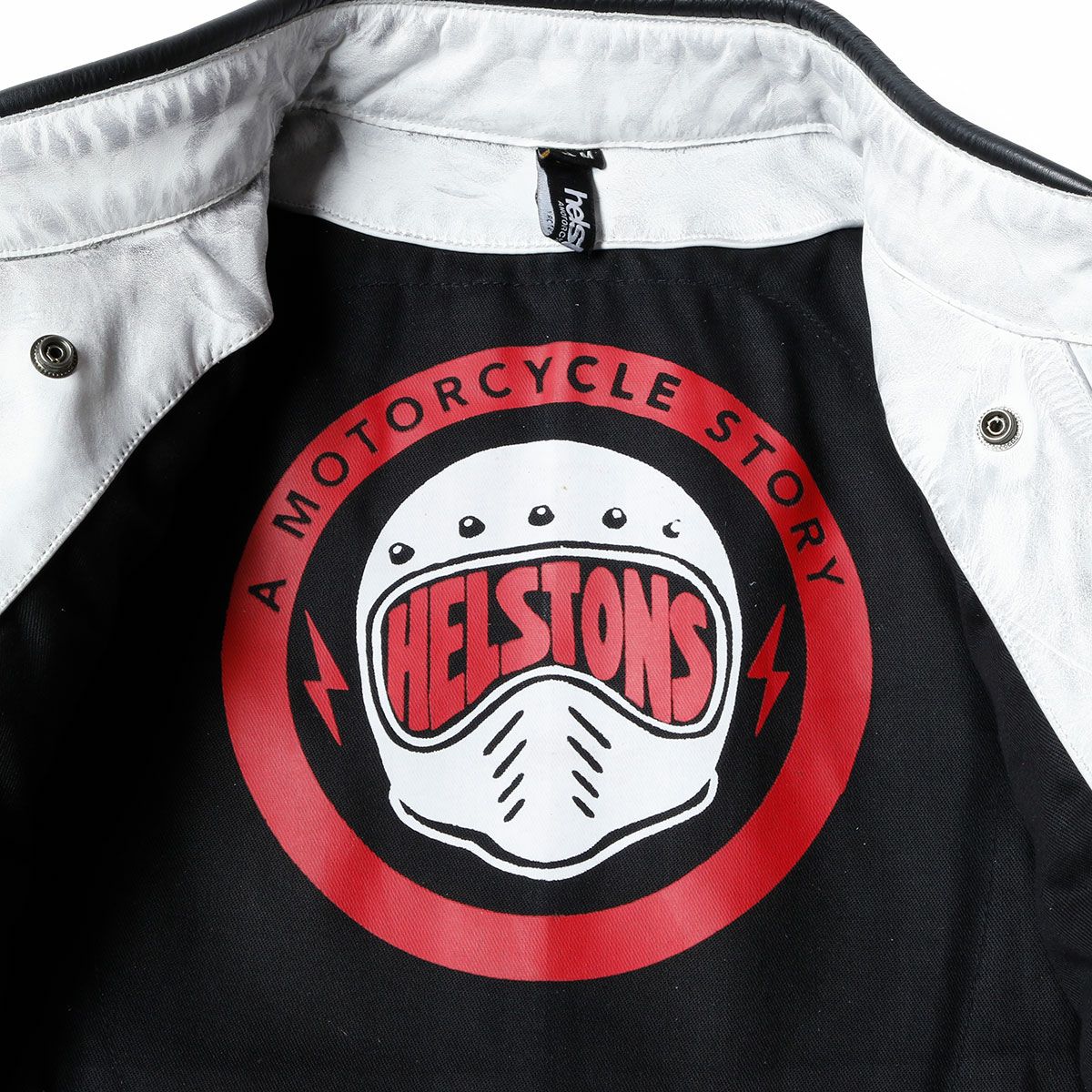 helstons｜トラッカー レザー ジャケット｜ホワイト×ブラック×レッド