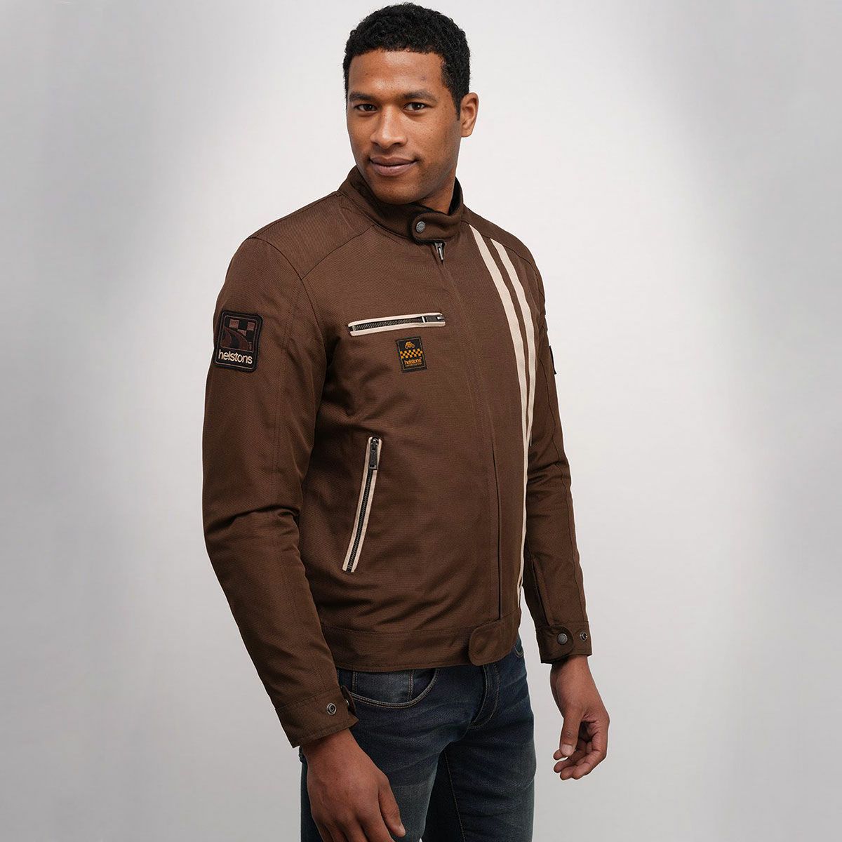 ｃhelstons｜コブラ スネーク ジャケット｜ファブリック｜ブラウン｜モデル着用