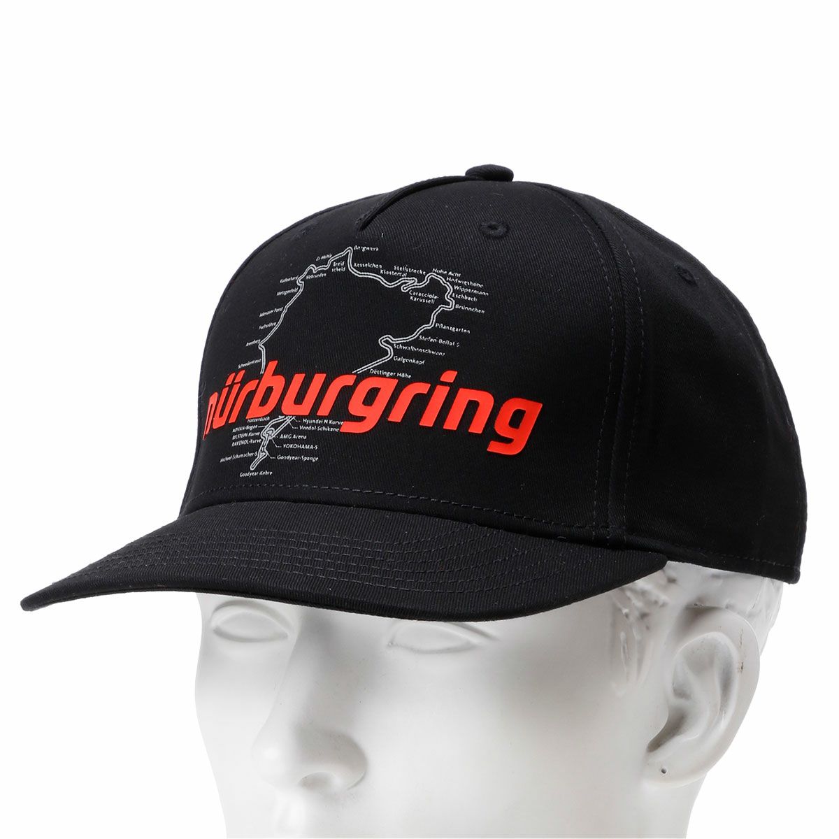 Nurburgring｜ニュルブルクリンク Racetrack キャップ｜帽子｜ブラック｜着用