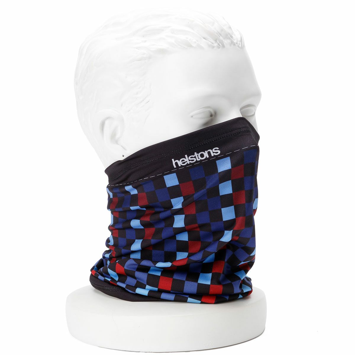 helstons｜ツール ド クー ネックチューブ｜ネックカバー｜ダミエブルーフォンセ｜着用