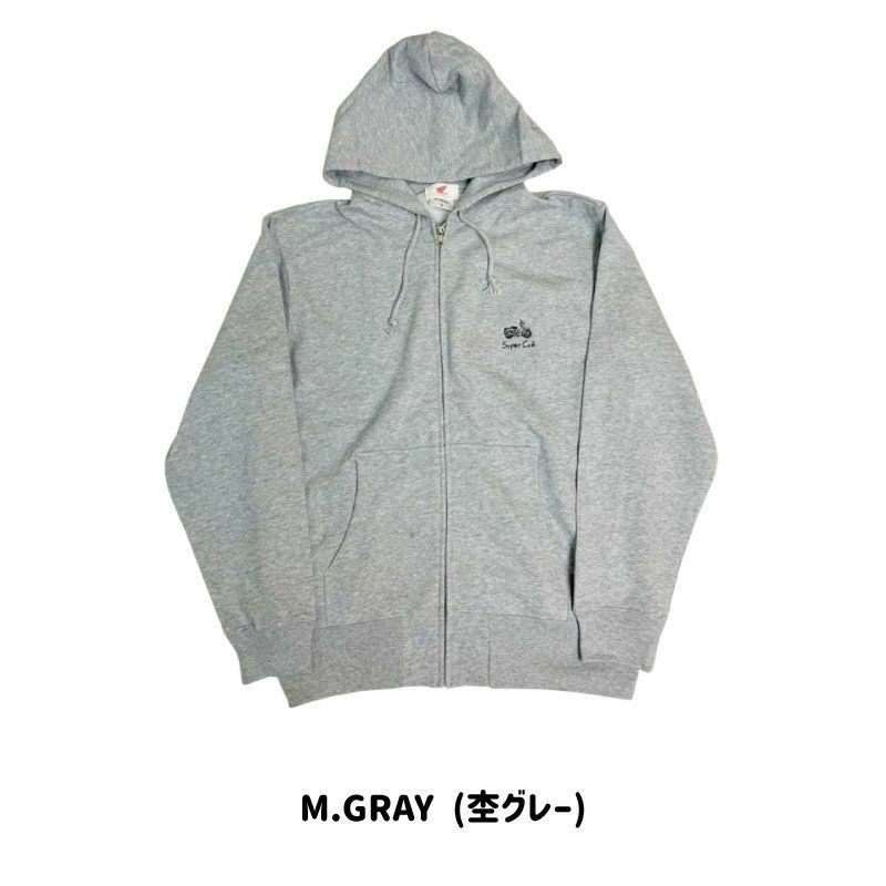 ONWORKS｜裏毛ラインタッチSC刺繍フルジップパーカ｜フーディ｜Mグレー