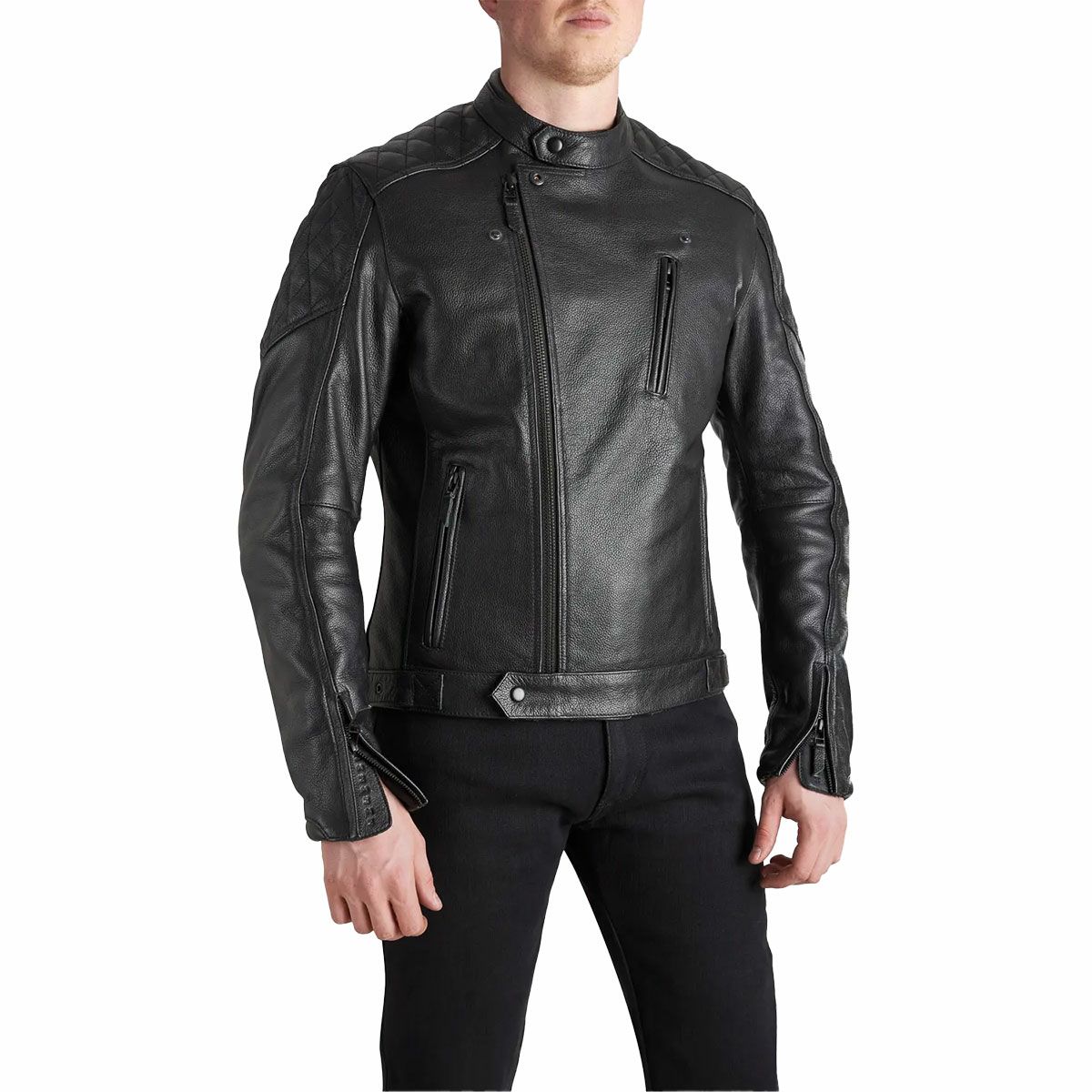 PANDO MOTO｜ツイン レザー ジャケット｜ブラック｜モデル着用