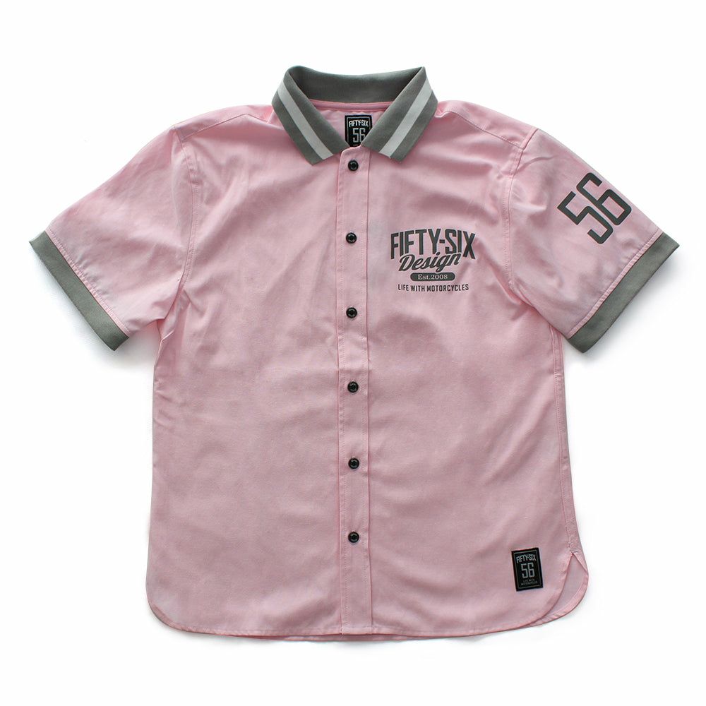 56design｜リブミックス ショートスリーブ シャツ｜ピンク