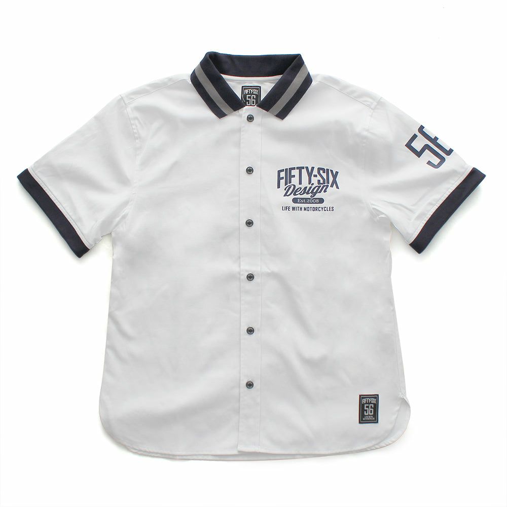 56design｜リブミックス ショートスリーブ シャツ｜ホワイト